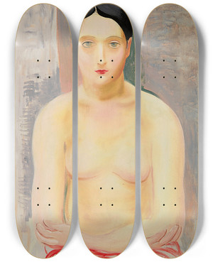 Triptych art skateboard deck of Mose Kisling Nu by Moise Kisling (1891-1953)
