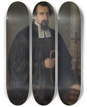 Triptych art skateboard deck of Peter Michal Boh Michal Miloslav Hoda National Revivalist by Peter Michal Bohun (1822-1879)