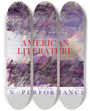 Triptych art skateboard deck of Us Information Agency National Theatre Express American Literature In Performance by U S Information Agency (1953-1999)