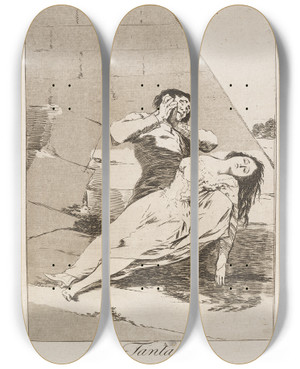 Triptych art skateboard deck of Francisco De Goya Tantalo Tantalus by Francisco de Goya (1746-1828)