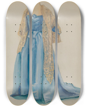 Triptych art skateboard deck of Marie Mitchell Dress_3 by Marie Mitchell