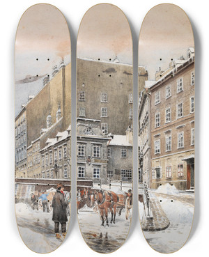 Triptych art skateboard deck of Franz Poledne Mlkerbastei by Franz Poledne (1873-1932)