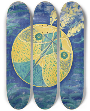Triptych art skateboard deck of Hilma Af Klint Group I No 7 Primordial Chaos by Hilma af Klint (1862-1944)