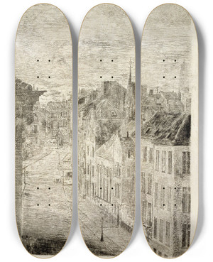 Triptych art skateboard deck of James Ensor De Van Iseghemlaan In Oostende by James Ensor (1860-1949)