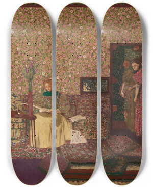 Triptych art skateboard deck of Douard Vuillard Personnages Dans Un Intrieur Lintimit by douard Vuillard (1868-1940)