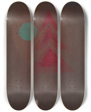 Triptych art skateboard deck of Wassily Kandinsky Fast Versunken by Wassily Kandinsky (1866-1944)