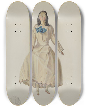 Triptych art skateboard deck of Harry Grossen Doll by Harry Grossen