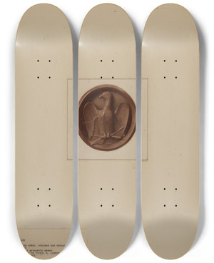 Triptych art skateboard deck of Virgil A Liberto Plaque by Virgil A Liberto