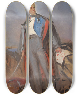 Triptych art skateboard deck of Julie Wilhelmine Hagenschwarz General Von Der Faun by Julie Wilhelmine Hagen-Schwarz (1824-1902)