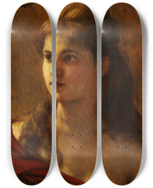 Triptych art skateboard deck of Franz Von Defregger Mdchenportrt_2 by Franz Von Defregger (1835-1921)