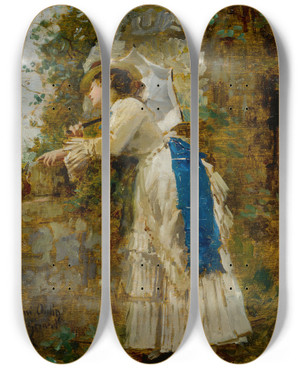 Triptych art skateboard deck of Mariefranois Firmingirard Lgante Lombrelle by Marie-Franois Firmin-Girard (1838-1921)