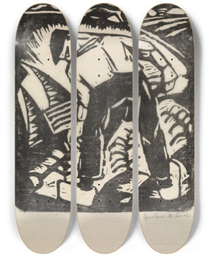 Triptych art skateboard deck of Gustave De Smet The Peasant by Gustave De Smet (1877-1943)