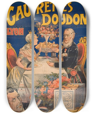 Triptych art skateboard deck of Nicolas Tamagno Gaufrettes Doudon by Nicolas Tamagno (1851-1933)