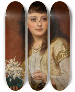 Triptych art skateboard deck of Thomas Francis Dicksee Exotics by Thomas Francis Dicksee (1819-1895)