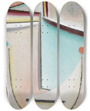 Triptych art skateboard deck of Alexej Von Jawlensky Abstract Headpinklight Blue by Alexej Von Jawlensky (1864-1941)