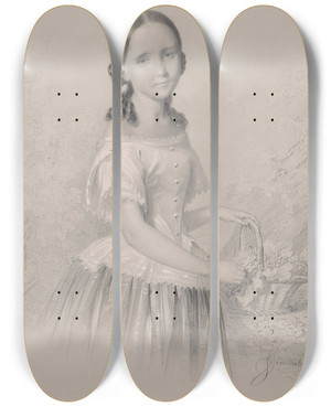 Triptych art skateboard deck of Jzef Simmler Portrait Of Franciszka Woowska Sister Of The Mother Of Feliks Jasieski by Jozef Simmler (1823-1868)
