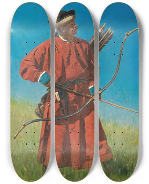 Triptych art skateboard deck of Vasily Vereshchagin Bukhara Soldier by Vasily Vereshchagin (1842-1904)