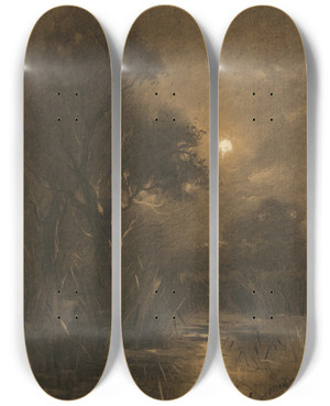 Triptych art skateboard deck of Ladislav Mednynszky Evening Landscape_2 by Ladislav Mednyanszky (1852-1919) Triptych art skateboard deck of Ladislav Mednynszky Evening Landscape_2 by Ladislav Mednyanszky (1852-1919)