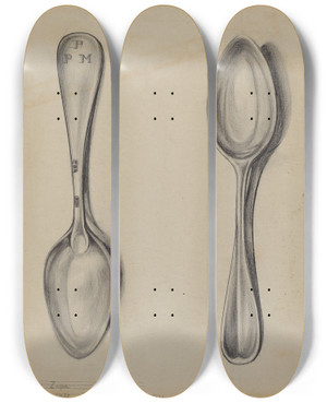 Triptych art skateboard deck of Nicholas Zupa Silver Spoon by Nicholas Zupa