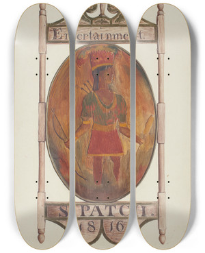 Triptych art skateboard deck of Alice Stearns Tavern Sign by Alice Stearns