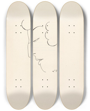Triptych art skateboard deck of Lon Spilliaert La Femme Au Prisme_5 by Leon Spilliaert (1881-1946)
