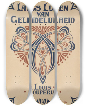 Triptych art skateboard deck of Johann Georg Van Caspel Bandontwerp Voor Louis Couperus Langs Lijnen Van Geleidelijkheid by Johann Georg Van Caspel (1870-1928)