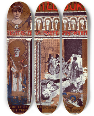 Triptych art skateboard deck of Manuel Orazi Thodora by Manuel Orazi (1860-1934)