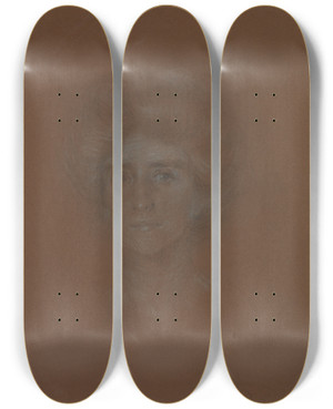 Triptych art skateboard deck of Alice Pike Barney Impression Of Natalie by Alice Pike Barney (1857-1931)