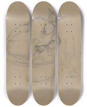 Triptych art skateboard deck of Tefan Polkorb Dumping Grapes by Stefan Polkorab