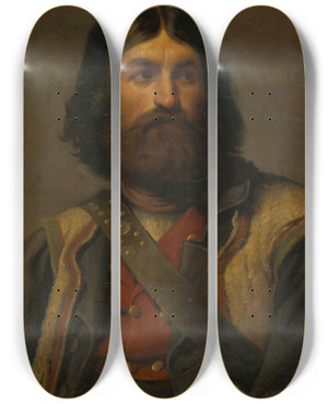 Triptych art skateboard deck of Gyula Benczr Portrait Of A Man by Gyula Benczur (1844-1920) Triptych art skateboard deck of Gyula Benczr Portrait Of A Man by Gyula Benczur (1844-1920)
