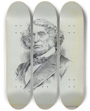 Triptych art skateboard deck of Jacques Reich Charles Sumner by Jacques Reich (1852-1923)