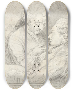 Triptych art skateboard deck of Imitator Of Gabriel Jacques De Saintaubin Portrait Of The Artist With His Younger Brother Augustin Saintaubin by Imitator of Gabriel Jacques de Saint-Aubin Triptych art skateboard deck of Imitator Of Gabriel Jacques De Saintaubin Portrait Of The Artist With His Younger Brother Augustin Saintaubin by Imitator of Gabriel Jacques de Saint-Aubin