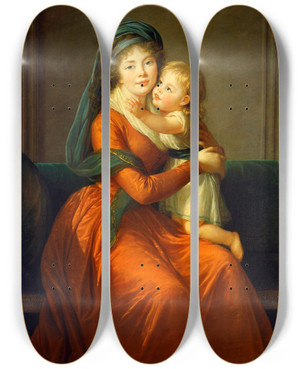 Triptych art skateboard deck of Elisabeth Louise Vige Le Brun Portrait Of Princess Alexandra Golitsyna And Her Son Piotr by Elisabeth Louise Vigee Le Brun (1755-1842)