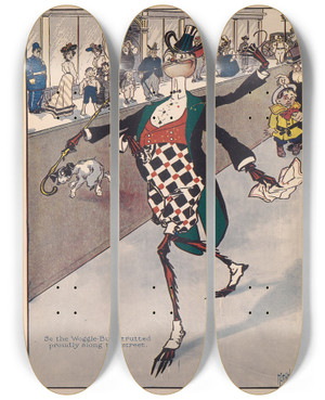 Triptych art skateboard deck of Ike Morgan The Wogglebug Book Pl01 by Ike Morgan (1871-1913)