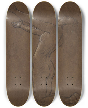 Triptych art skateboard deck of Frederic Leighton Study For Clytie by Frederic Leighton (1830-1896)