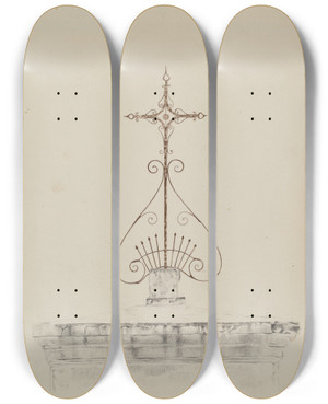 Triptych art skateboard deck of Ray Price Cross_4 by Ray Price (20-)
