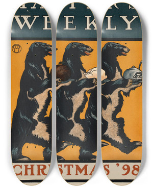 Triptych art skateboard deck of Edward Penfield Harpers Weekly Christmas 98 by Edward Penfield (1866-1925) Triptych art skateboard deck of Edward Penfield Harpers Weekly Christmas 98 by Edward Penfield (1866-1925)