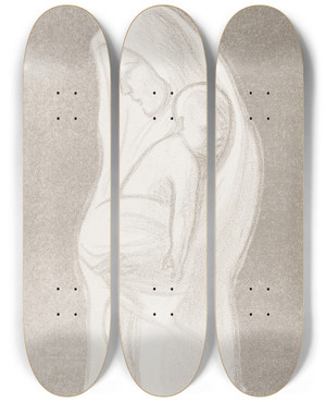 Triptych art skateboard deck of Magnus Enckell Mother by Magnus Enckell (1870-1925)