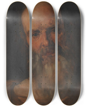 Triptych art skateboard deck of James Jebusa Shannon Portrait Of An Elderly Man by James Jebusa Shannon (1862-1923)