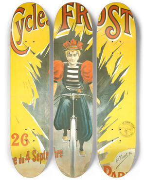 Triptych art skateboard deck of E Clouet Cycles Frost by E Clouet (19-)