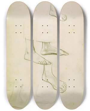 Triptych art skateboard deck of Winifred Knights Untitled Study Of Feet Preparatory Drawing For The Marriage At Cana by Winifred Knights (1899-1947)