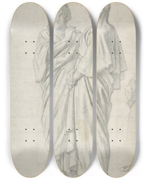 Triptych art skateboard deck of Jeanhippolyte Flandrin Group Of Apostles by Hippolyte Flandrin (1809-1864)