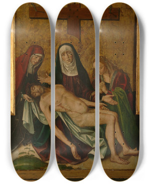 Triptych art skateboard deck of Pedro Berruguete Piet by Pedro Berruguete (1450-1504)