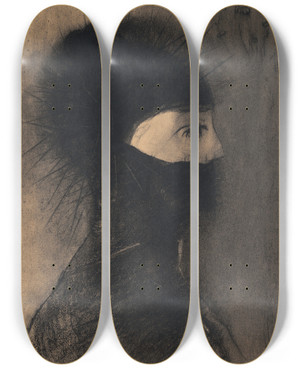 Triptych art skateboard deck of Odilon Redon Armor by Odilon Redon (1840-1916)