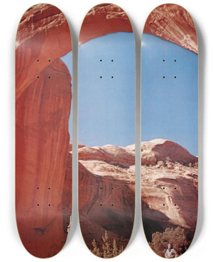 Triptych art skateboard deck of Us Information Agency Scenically Yours Rainbow Bridge Utah by U S Information Agency (1953-1999)