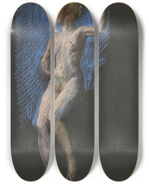 Triptych art skateboard deck of Edwin Austin Abbey Study For Figure Of 4 Pm In The Hours Mural At The State Capitol Building In Harrisburgpennsylvania by Edwin Austin Abbey (1852-1911)