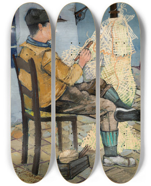 Triptych art skateboard deck of Felix Nussbaum Netzflicker_2 by Felix Nussbaum (1904-1944)