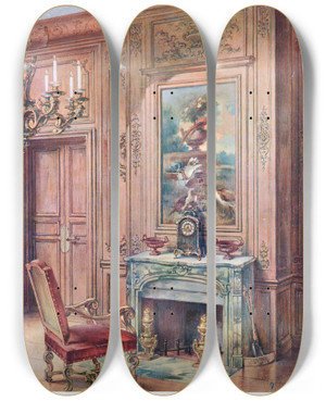 Triptych art skateboard deck of Georges Rmon Bibliothque Louis Xiv by Georges Remon (1889-1963)