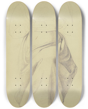 Triptych art skateboard deck of August Lucas Reading Girl_1 by August Lucas (1803-1863)