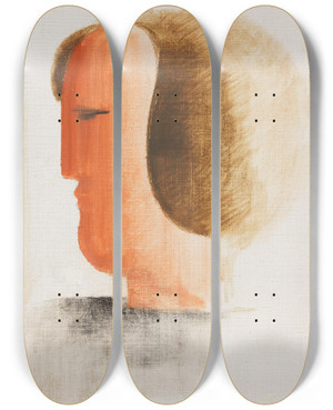 Triptych art skateboard deck of Oskar Schlemmer Kopf Nach Links by Oskar Schlemmer (1888-1943)